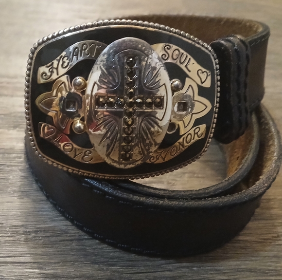 Brighton Heart Soul Love Honor Leather Belt. - Picture 2 of 15
